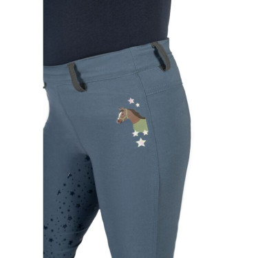 Leggings HKM Pony Dream II con grip in silicone integrale Blu grigio
