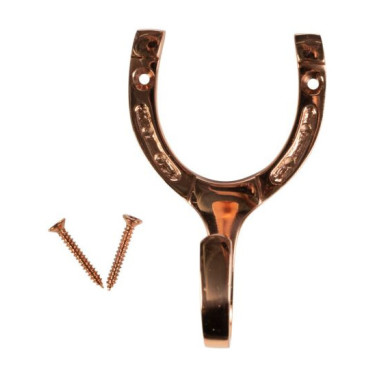 Gancio da scuderia HKM a forma di ferro di cavallo in ottone Rame Marrone