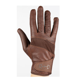 Guanti in pelle e mesh da donna Horze Marrone