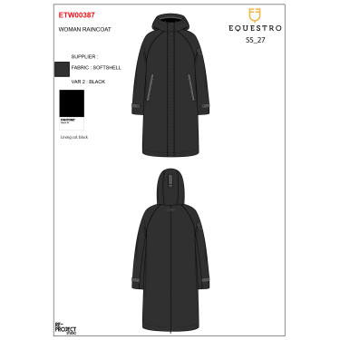Softshell lungo donna con apertura posteriore Equestro Nero