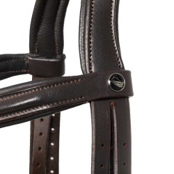 Testiera imbottita con ricami decorativi Marrone scuro