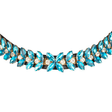 Frontalino Blue Jets Crystal in cuoio Equestro Getti blu
