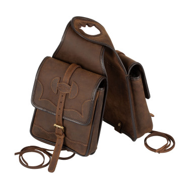 Bisaccia per sella western in cuoio Pool's Marrone scuro