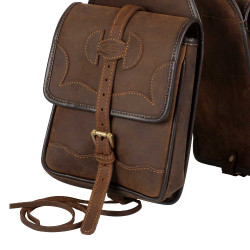 Bisaccia per sella western in cuoio Pool's Marrone scuro