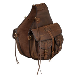 Bisaccia per sella western in cuoio decorato Pool's Marrone scuro
