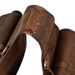 Bisaccia per sella western in cuoio decorato Pool's Marrone scuro