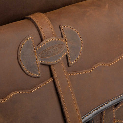 Bisaccia per sella western in cuoio decorato Pool's Marrone scuro
