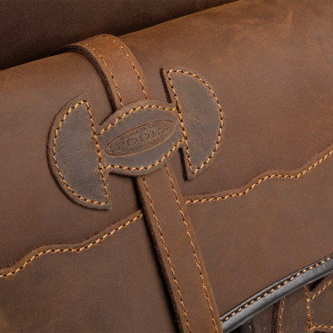 Bisaccia per sella western in cuoio decorato Pool's Marrone scuro