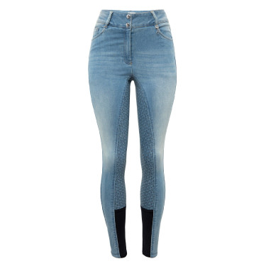 Pantaloni Jean fondello integrale in silicone a vita alta Kaia da donna Horze Pantaloni Jean fondello integrale in silicone a vita alta Kaia da donna Horze
