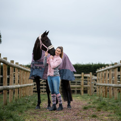 Pantaloni Jean fondello integrale in silicone a vita alta Kaia da donna Horze Blu Pantaloni Jean fondello integrale in silicone a vita alta Kaia da donna Horze Blu