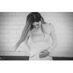 Polo da concorso Pénélope Bruges a maniche lunghe Bianco / nastro blu bianco rosso Polo da concorso Pénélope Bruges a maniche lunghe Bianco / nastro blu bianco rosso