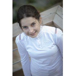 Polo da concorso Pénélope Bruges a maniche lunghe Bianco / nastro blu bianco rosso Polo da concorso Pénélope Bruges a maniche lunghe Bianco / nastro blu bianco rosso