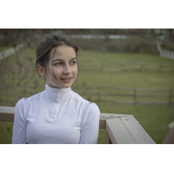 Polo da concorso Pénélope Bruges a maniche lunghe Bianco / nastro blu bianco rosso Polo da concorso Pénélope Bruges a maniche lunghe Bianco / nastro blu bianco rosso