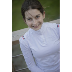 Polo da concorso Pénélope Bruges a maniche lunghe Bianco / nastro blu bianco rosso Polo da concorso Pénélope Bruges a maniche lunghe Bianco / nastro blu bianco rosso