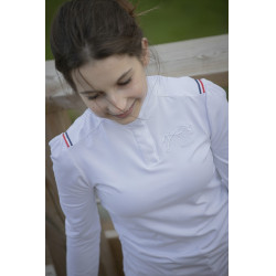 Polo da concorso Pénélope Bruges a maniche lunghe Bianco / nastro blu bianco rosso Polo da concorso Pénélope Bruges a maniche lunghe Bianco / nastro blu bianco rosso