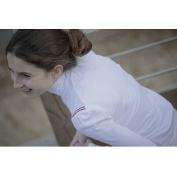 Polo da concorso Pénélope Bruges a maniche lunghe Bianco / nastro blu bianco rosso Polo da concorso Pénélope Bruges a maniche lunghe Bianco / nastro blu bianco rosso