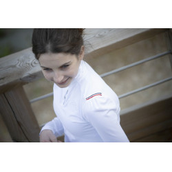 Polo da concorso Pénélope Bruges a maniche lunghe Bianco / nastro blu bianco rosso Polo da concorso Pénélope Bruges a maniche lunghe Bianco / nastro blu bianco rosso