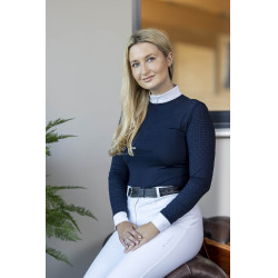 Polo da concorso LeMieux Olivia a maniche lunghe Blu navy
