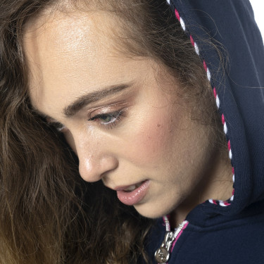 Felpa con zip da donna Obera Flags & Cup Blu navy