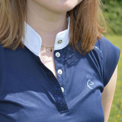 Polo Equithème Brussels con strass Blu navy