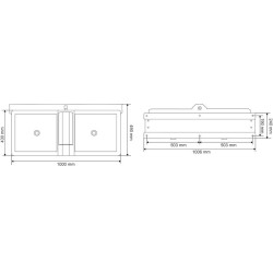 Abbeveratoio Polybac 72M doppio con bordo interno e supporto di fissaggio La Gée