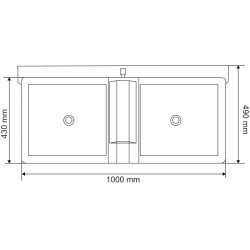 Abbeveratoio Polybac 72M doppio con bordo interno e supporto di fissaggio La Gée