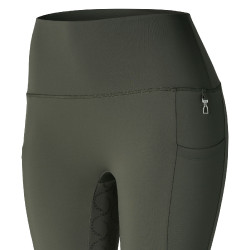 Leggings a vita alta con fondo in silicone integrale Gillian Horze donna Scarabeo verde kaki Leggings a vita alta con fondo in silicone integrale Gillian Horze donna Scarabeo verde kaki