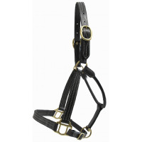 Capestro in cuoio T de T con tripla cucitura e rinforzo in nylon Nero