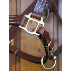 Capestro in cuoio T de T con tripla cucitura e rinforzo in nylon Tabacco Marrone