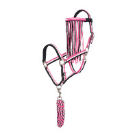 Capestro e lunghina anti-mosche in nylon Imperial Riding Rosa neon