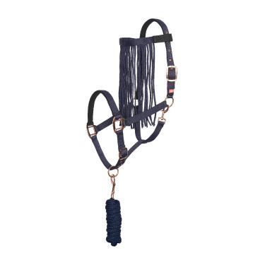 Capestro e lunghina anti-mosche in nylon Imperial Riding Blu navy