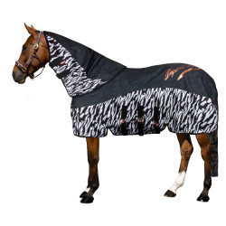 Copricollo anti-mosche e pioggia Imperial Riding Super-dry Carly Zebra nera Nero