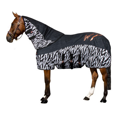 Copricollo anti-mosche e pioggia Imperial Riding Super-dry Carly Zebra nera Nero