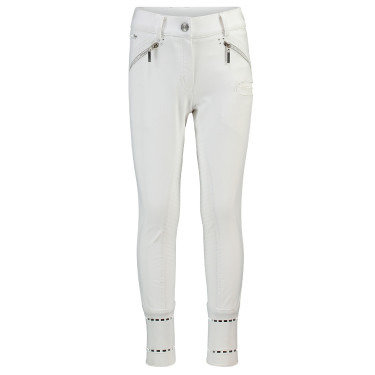 Pantaloni da equitazione HV Polo June Girls FullGrip Bianco