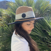 Cappello Pénélope Rafia Caramello / bianco / nero Marrone Cappello Pénélope Rafia Caramello / bianco / nero Marrone