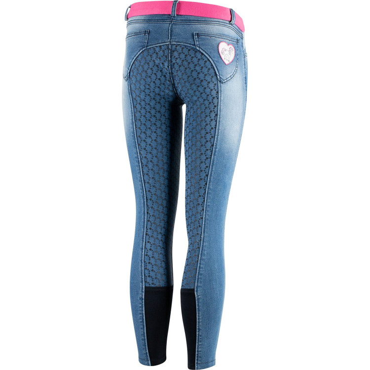 Pantaloni da equitazione in jeans con grip in silicone integrale Poppy per bambini Horze Pantaloni da equitazione in jeans con grip in silicone integrale Poppy per bambini Horze