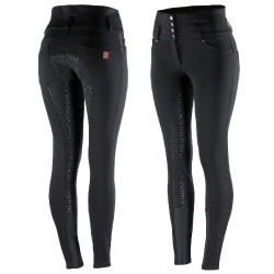 Pantaloni da equitazione a vita alta Tara con grip in silicone a fondo intero da donna Horze Nero