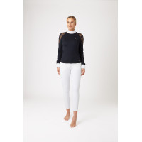 Polo da concorso in pizzo a maniche lunghe Sylvie Horze Blu navy scuro Polo da concorso in pizzo a maniche lunghe Sylvie Horze Blu navy scuro