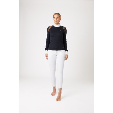 Polo da concorso in pizzo a maniche lunghe Sylvie Horze Blu navy scuro Polo da concorso in pizzo a maniche lunghe Sylvie Horze Blu navy scuro