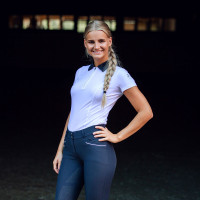 Polo da concorso a maniche corte con colletto Claudine da donna B Vertigo Blu navy scuro