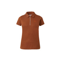 Polo Amy in cotone elasticizzato a maniche corte da donna Horze Tabacco