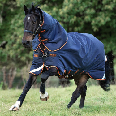 Coperta Horseware Rambo Supreme 1000D Turnout 50g Marina / arancione Blu