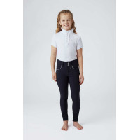 Pantaloni da equitazione con fondo in pelle per bambini Horze Aubrey Blu navy scuro Pantaloni da equitazione con fondo in pelle per bambini Horze Aubrey Blu navy scuro