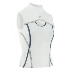 Polo Equithème Puebla senza maniche Bianco / grigio