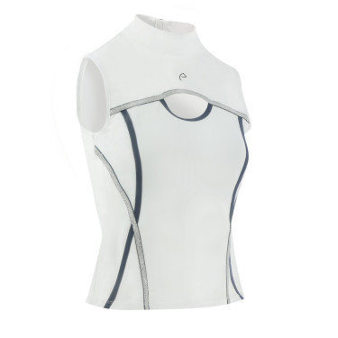 Polo Equithème Puebla senza maniche Bianco / grigio