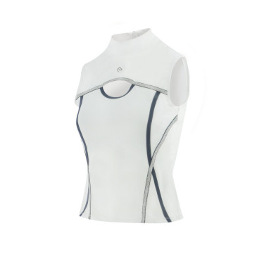 Polo Equithème Puebla senza maniche Bianco / grigio