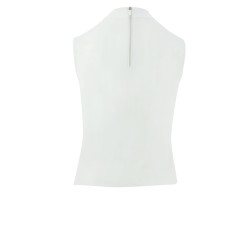 Polo Equithème Puebla senza maniche Bianco / grigio