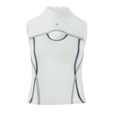 Polo Equithème Puebla senza maniche Bianco / grigio