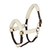 Capezzina in montone Horze Lincoln Marrone scuro / bianco sporco Capezzina in montone Horze Lincoln Marrone scuro / bianco sporco