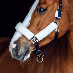 Capezzina in montone Horze Lincoln Abito blu / bianco sporco Capezzina in montone Horze Lincoln Abito blu / bianco sporco